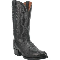Men's Dan Post Tempe Black Full Quill Ostrich - DP2321