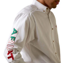 Men's Ariat Team Logo White Twill Classic Fit Shirt - 10040911
