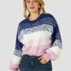 Ladies Wrangler Balloon Sleeve Heather Ombre Sweater - 112317787