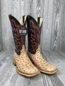 Men's Horse Power Top Hand Tan Vintage Bruciato FQ Ostrich With 13" Bone Explosion Tops HP-8051