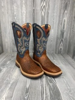Men's Twisted X Soft Toe Distressed Saddle With 12" Peacock Top - MHM0022