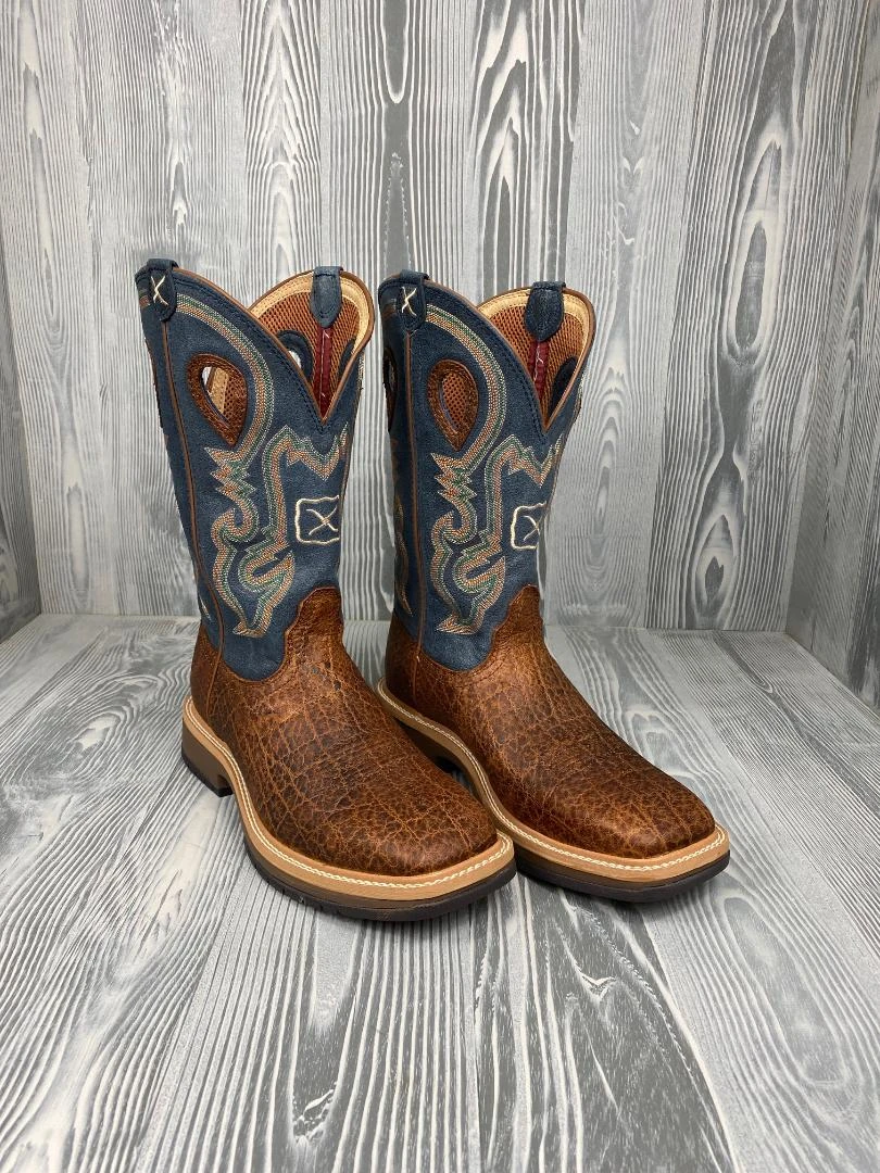 Men's Twisted X Soft Toe Distressed Saddle With 12" Peacock Top - MHM0022 1 Men's Twisted X Soft Toe Distressed Saddle With 12" Peacock Top - MHM0022
