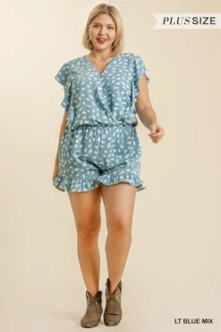Ladies Plus Umgee Dalmation Print Romper