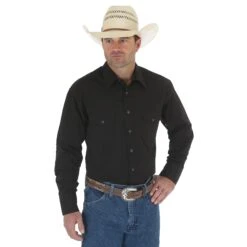 Wrangler Mens Longsleeve Shirt -Ariat Store 71105BK BF01 SWFF PRD