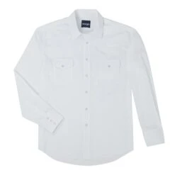Wrangler Western Snap Shirt - Long Sleeve Solid Broadcloth - 71105BK/71105WH