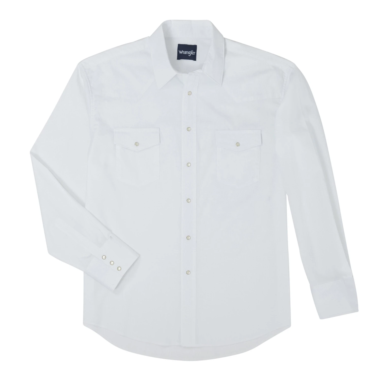 Wrangler Western Snap Shirt - Long Sleeve Solid Broadcloth - 71105BK/71105WH 1 Wrangler Western Snap Shirt - Long Sleeve Solid Broadcloth - 71105BK/71105WH