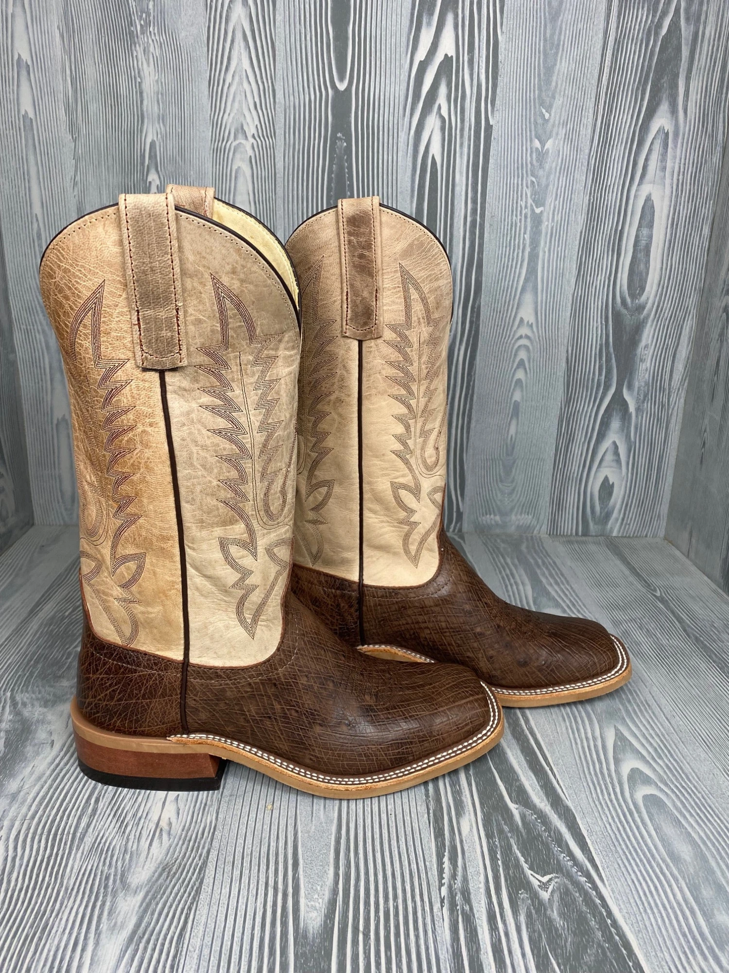 Men's Anderson Bean Kango Tobac Bruciato Smooth Ostrich With 13" Ivory Mad Dog Tops 2 Men's Anderson Bean Kango Tobac Bruciato Smooth Ostrich With 13" Ivory Mad Dog Tops - Image 2