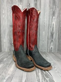 Men's Olathe Black Wyoming With 15" Deep Red Navajo Bison Tops - TT14