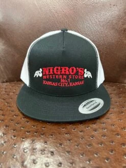 Nigro's Yupoong 5 Panel Black Front White Mesh Back - NBC 13