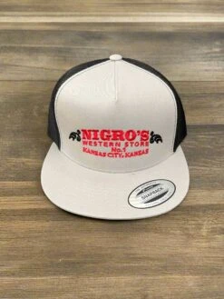 Nigro's 5 Panel Lt. Tan / Black Mesh Snapback Hat - NBC 17