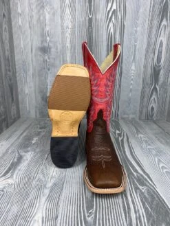 Men's Horse Power Top Hand Brown Shrunken Shoulder With 12" Red Sinsations Tops - HP8056 -Ariat Store IMG 7204