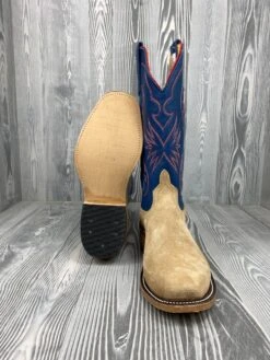 Men's Anderson Bean Tan Crazy Horse Reversed With 13" Striking Blue Deercow Tops -Ariat Store IMG 8207