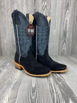 Men's Horse Power Top Hand Black Suede With 13" Blue Goat Tops - HP-9502