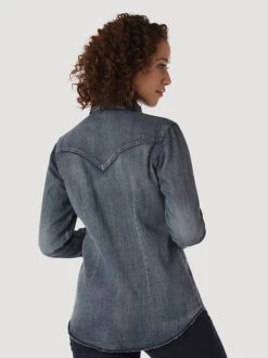 Ladies Wrangler Western Long Sleeve Snap Denim Shirt - LW3039D -Ariat Store LW3039D ALT2