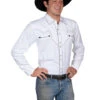 Men's Scully White Piped Vintage Western Diamond Snap Shirt - P726