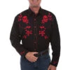 Men's Scully Crimson Skulls And Roses Western Shirt - P771