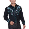 Scully Men's Blue Embroidered Long Sleeve Western Shirt - P844