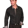 Men's Scully Skull Strip Long Sleeve Snap Shirt In Black - PS-093