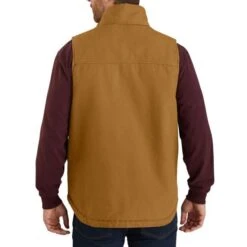 Men's Sherpa Lined Mock Neck Carhartt Brown Vest 104277 BRN -Ariat Store image 9631104277 1 550 550