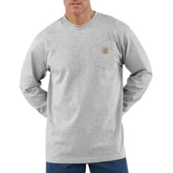Men's Carhartt Loose Fit Heavy Weight Long Sleeve Pocket T-Shirt - K126 7 Men's Carhartt Loose Fit Heavy Weight Long Sleeve Pocket T-Shirt - K126 -Ariat Store image K126HGY 550 550