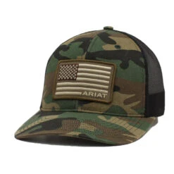 Ariat USA Flag Camo Black Mesh Snapback - A3000158222